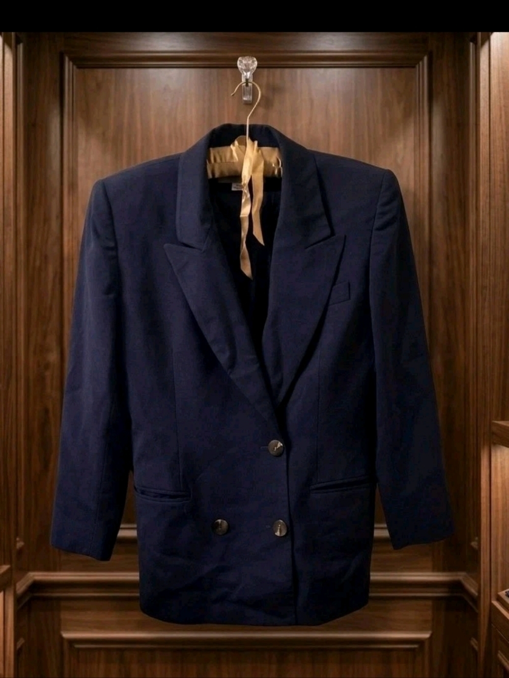 VTG Saville 100% Pure Wool Blazer Navy Double Breasted Jacket Made in USA Size 4